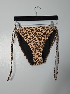 Nwt Zmart Leopard Print Tie-Side Bikini Bottoms